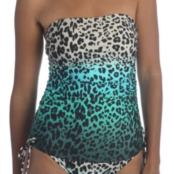 SOLD 💕La Blanca Blue Dip Into The Wild Bandeau Tankini Top - Picture 3 of 12